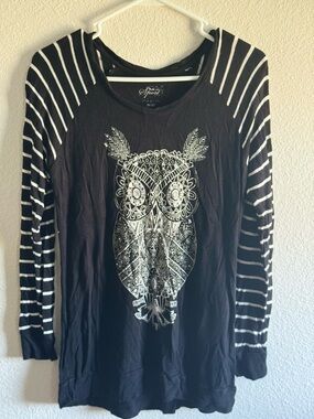 Style & Co. Sport Black Knit Top with Script Logo
